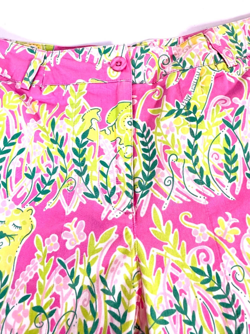 Lilly Pulitzer Pink Tropical Print Chino Golf Shorts Women's 6 Cotton Stretch - Picture 4 of 12